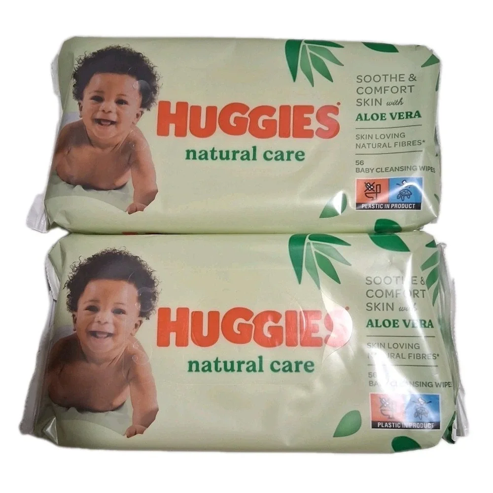 Huggies Natural Care Disposable Baby Wipes - 56 Count Per‎ Pack Lot Of 2 = 112